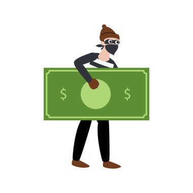 Çalıntı para taşıyan hırsız pozu.