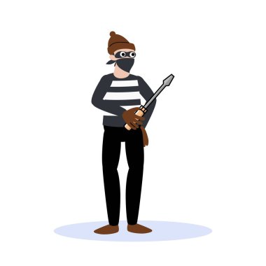 Hırsızın pozu skrewdriver düz çizim getiriyor