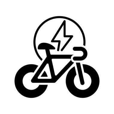 elektrikli bisiklet katı ikon vektör tasarımı web veya mobil uygulama için iyi