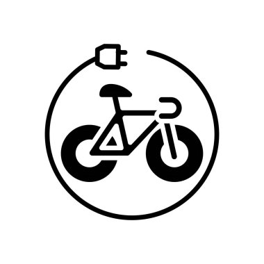 elektrikli bisiklet katı ikon vektör tasarımı web veya mobil uygulama için iyi