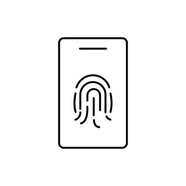 akıllı telefon parmak izi koruması ince dış hat ikon vektör tasarımı web veya mobil uygulama için uygundur