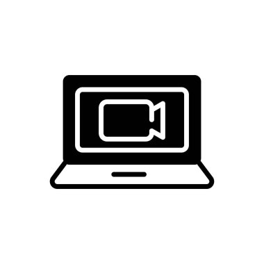 video çağrısı katı simge vektör tasarımı web veya mobil uygulama için uygundur