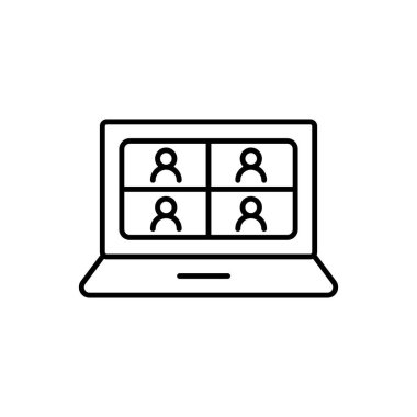 video konferansı ince dış hat ikon vektör tasarımı web veya mobil uygulama için uygundur