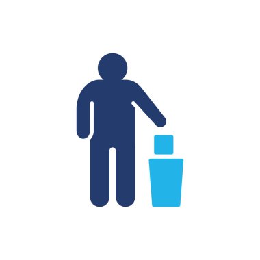 Çöp tenekesine çöp atan adam simge vektör tasarımı web veya mobil uygulama için iyidir