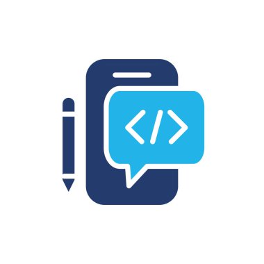 mobil kodlama uygulaması renkli simge vektör tasarımı web veya mobil uygulama için uygundur