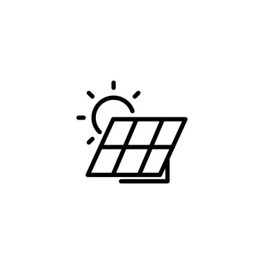 Güneş enerjisi ana hatları ikon vektör tasarımı ağ ya da mobil uygulama için iyi