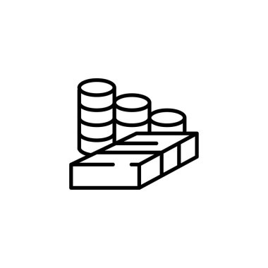 Sikke yığınları ana hatları simge vektör tasarımı web veya mobil uygulama için uygundur