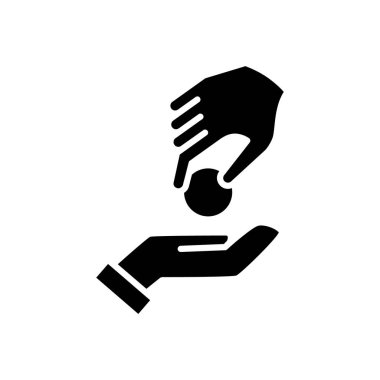 El Diğer El 'e bir sikke verir Katı simge vektör tasarımı Web veya mobil uygulama için uygundur