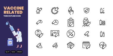Aşı ince dış hat ikon vektör tasarımı web ve mobil uygulama için iyi