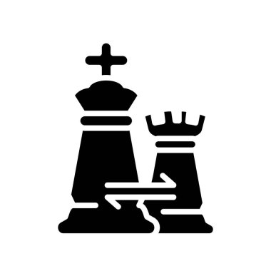 rokade satranç stratejisi katı simge vektör tasarımı web veya mobil uygulama için uygundur