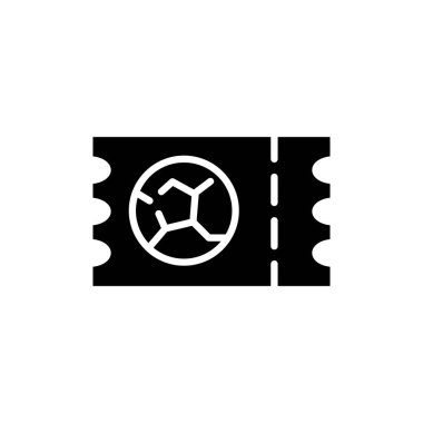 Stadyum futbol bileti katı ikon vektör tasarımı web veya mobil uygulama için uygun