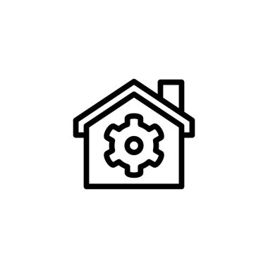 ev ve dişli simgesi sembolü vektör tasarımı web ya da mobil uygulama için iyi