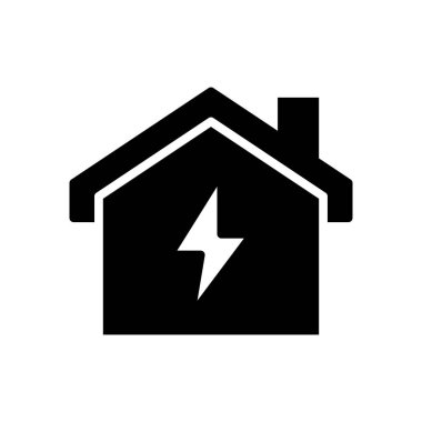 Ağ ya da mobil uygulama için kullanışlı elektrik katı simge vektör tasarımı olan ev