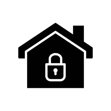 ev güvenliği katı simge vektör tasarımı web ya da mobil uygulama için iyi