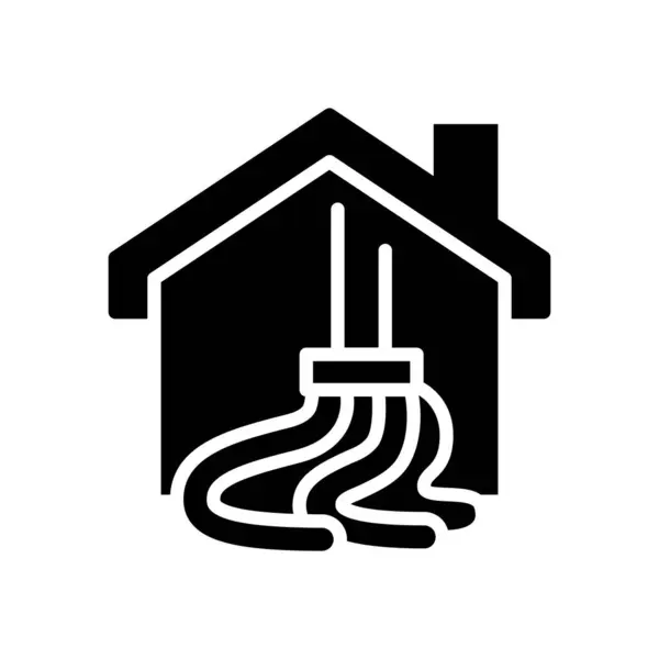 ev temizlik katı simge vektör tasarımı web veya mobil uygulama için iyidir