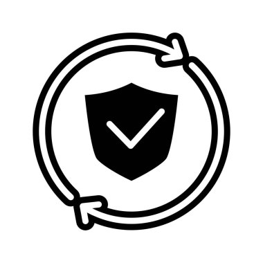 kalkan ve geri dönüşüm katı simge koruma vektör tasarımı iyi web veya mobil uygulama için