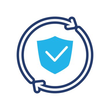 kalkan ve geri dönüşüm simgesi koruma vektör tasarımı web veya mobil uygulama için iyi