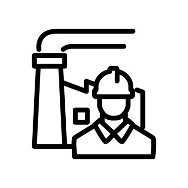 Fabrika işçisi ana hatları simge vektör tasarımı web veya mobil uygulama için uygundur