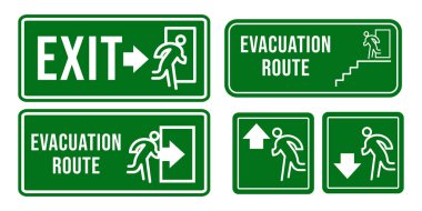 Yeşil ve beyaz renk vektör tasarımı ile tahliye yolu