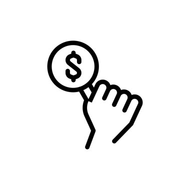 finansal analiz, el ve ilmek cam anahat ikon vektör tasarımı web ya da mobil uygulama için uygun