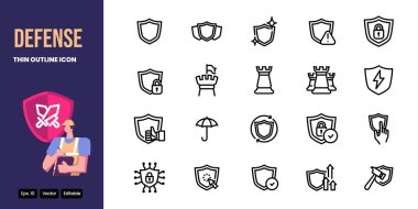 Savunma ince dış hat simgesi ağ ve mobil uygulama için iyi bir vektör tasarımı