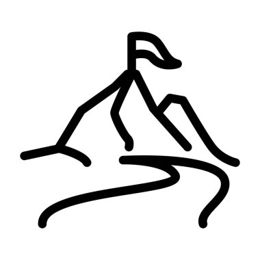 en üstteki ana hatlı bayrak ile dağ ikon vektör tasarımı web veya mobil uygulama için uygundur