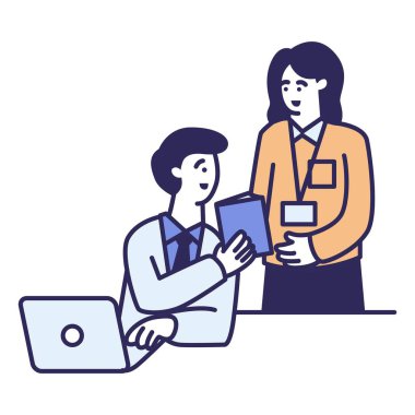 İşçi illüstrasyon vektör tasarımı çalışmaları denetleniyor