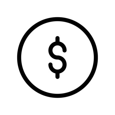 Siyah Hat USD para birimi ana hatları simge vektör tasarımı web veya mobil uygulama için uygundur