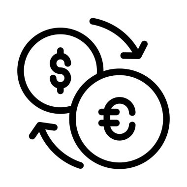 Avrodan dolara döviz ana hatları ikon vektör tasarımı web veya mobil uygulama için iyi