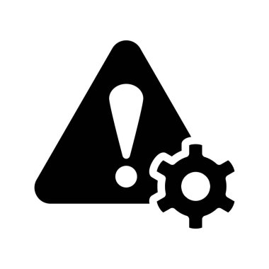gear with exclamation mark mark solid icon vector design good for web or mobile app