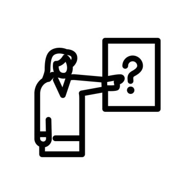 Woman Standing with Question Mark outline icon vector design good for web or mobile app