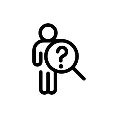 Question Mark in Human with Magnifying Glass outline icon vector design good for web or mobile app