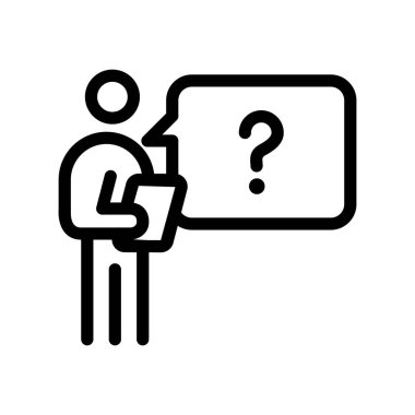 Question Mark in Human holding clipboard outline icon vector design good for web or mobile app