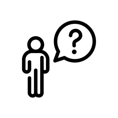 businessman and his question mark on buble chat outline icon vector design good for web or mobile app