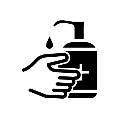Disinfected hand using disinfectant solid icon vector design good for web or mobile app