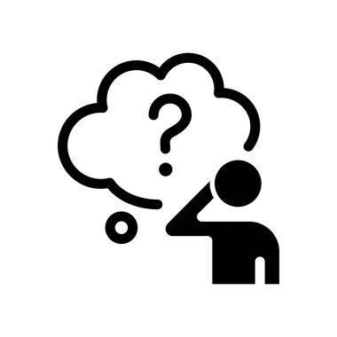 thinking businessman and his question mark on buble chat solid icon vector design good for web or mobile app