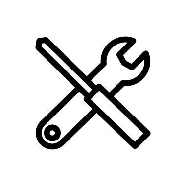 Araçlar ve Servis simgesi. Tornavida ve anahtar anahat ikon vektör tasarımı web veya mobil uygulama için uygundur