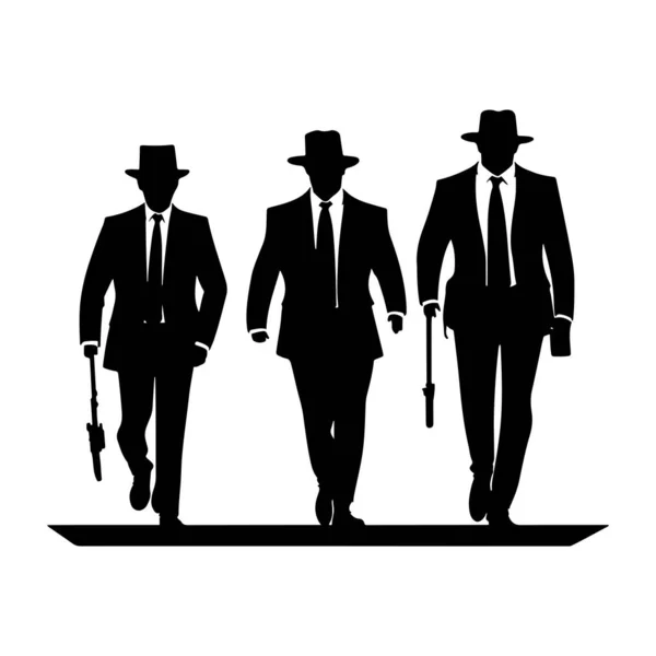 Vettore Silhouette Mafiosa Detective Silhouette Vettore Isolato Sfondo Bianco — Vettoriale Stock