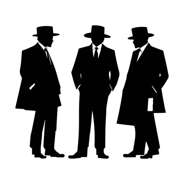 Vettore Silhouette Mafiosa Detective Silhouette Vettore Isolato Sfondo Bianco — Vettoriale Stock