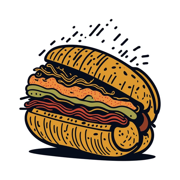 Hot Dog Mustard Ketchup Vector Illustration Hamburger Vector Illustration — Stock Vector