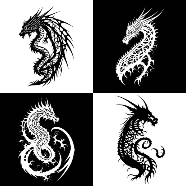 Dragon Tattoo Design Διάνυσμα Dragon Vector Art — Διανυσματικό Αρχείο