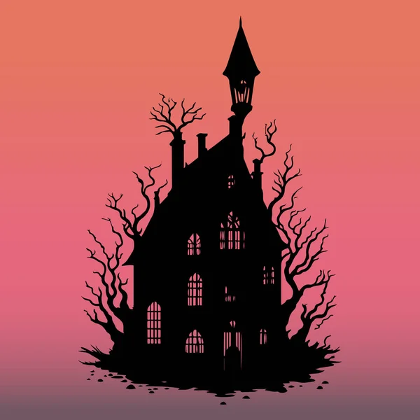 Fantasy House Vector Scary House Sunset Night Vector Fantasy Castle — Stockový vektor