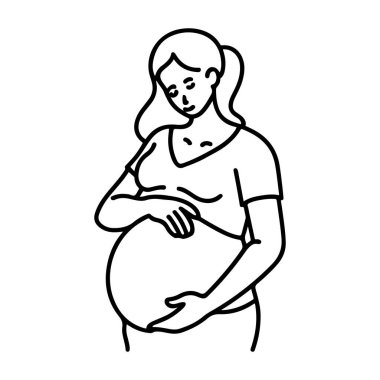 Hamile Kadın Logosu Siyah Taslak Vektörü, Doğum Logosu Simgesi