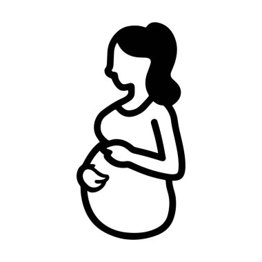 Hamile Kadın Logosu Siyah Taslak Vektörü, Doğum Logosu Simgesi