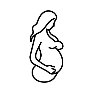 Hamile Kadın Logosu Siyah Taslak Vektörü, Doğum Logosu Simgesi