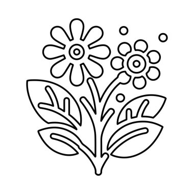 Çizgi film çiçekleri ve yaprakları çiziyor