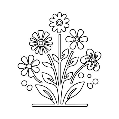 Yaprak simgesi olan çiçek, vektör illüstrasyon tasarımı