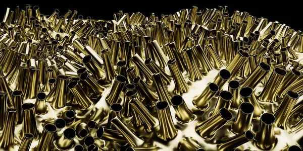 Metal bir yapının üç boyutlu altın işlemesi, soyut arkaplan         