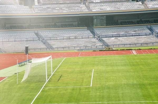 Soccer Football Goal Green Grass Stadium — Stock Photo, Image