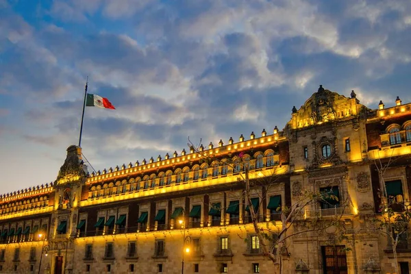 stock image A National Palace with flag of Mexico